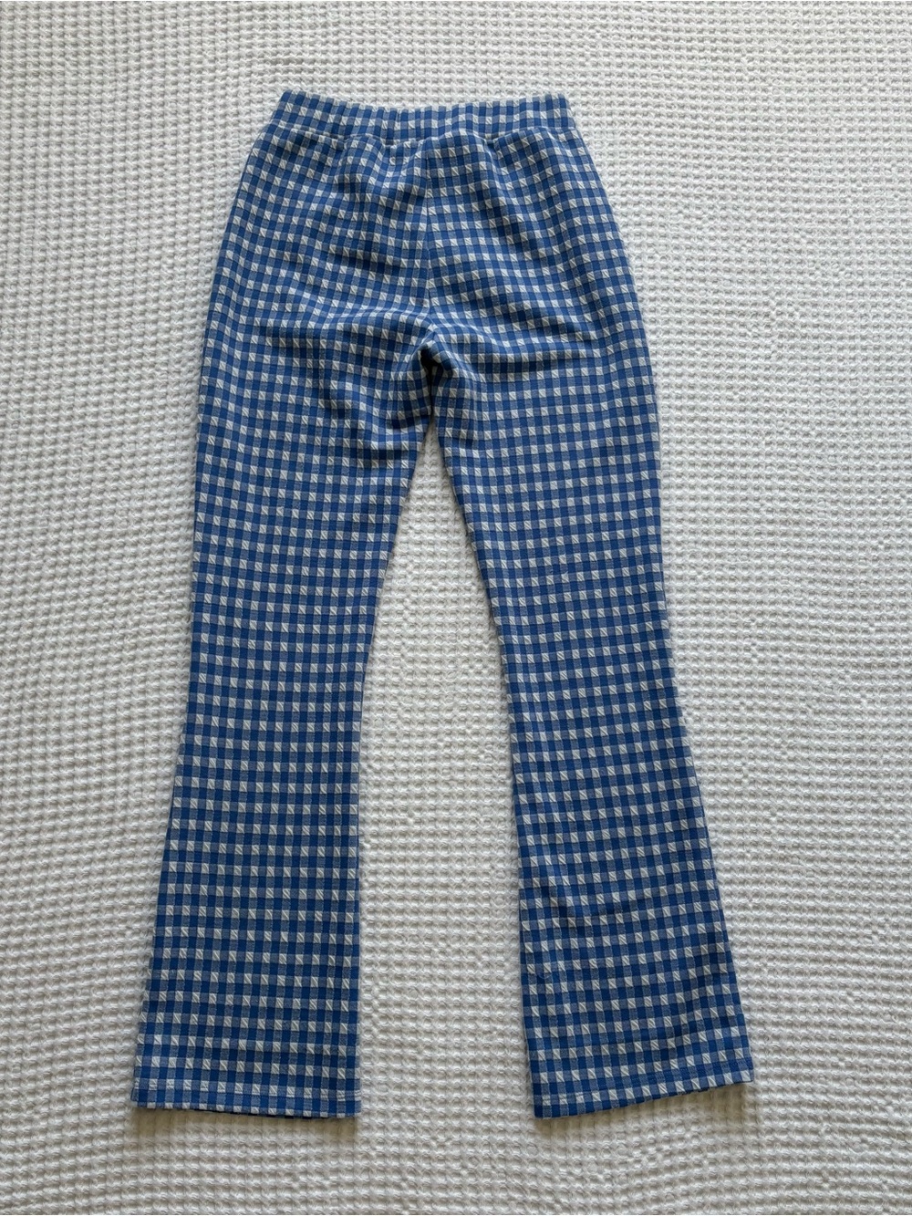 Urban Outfitters Casey Gingham Flare Pull On Pants Blue White Stretch Picnic: S - Picture 5 of 6
